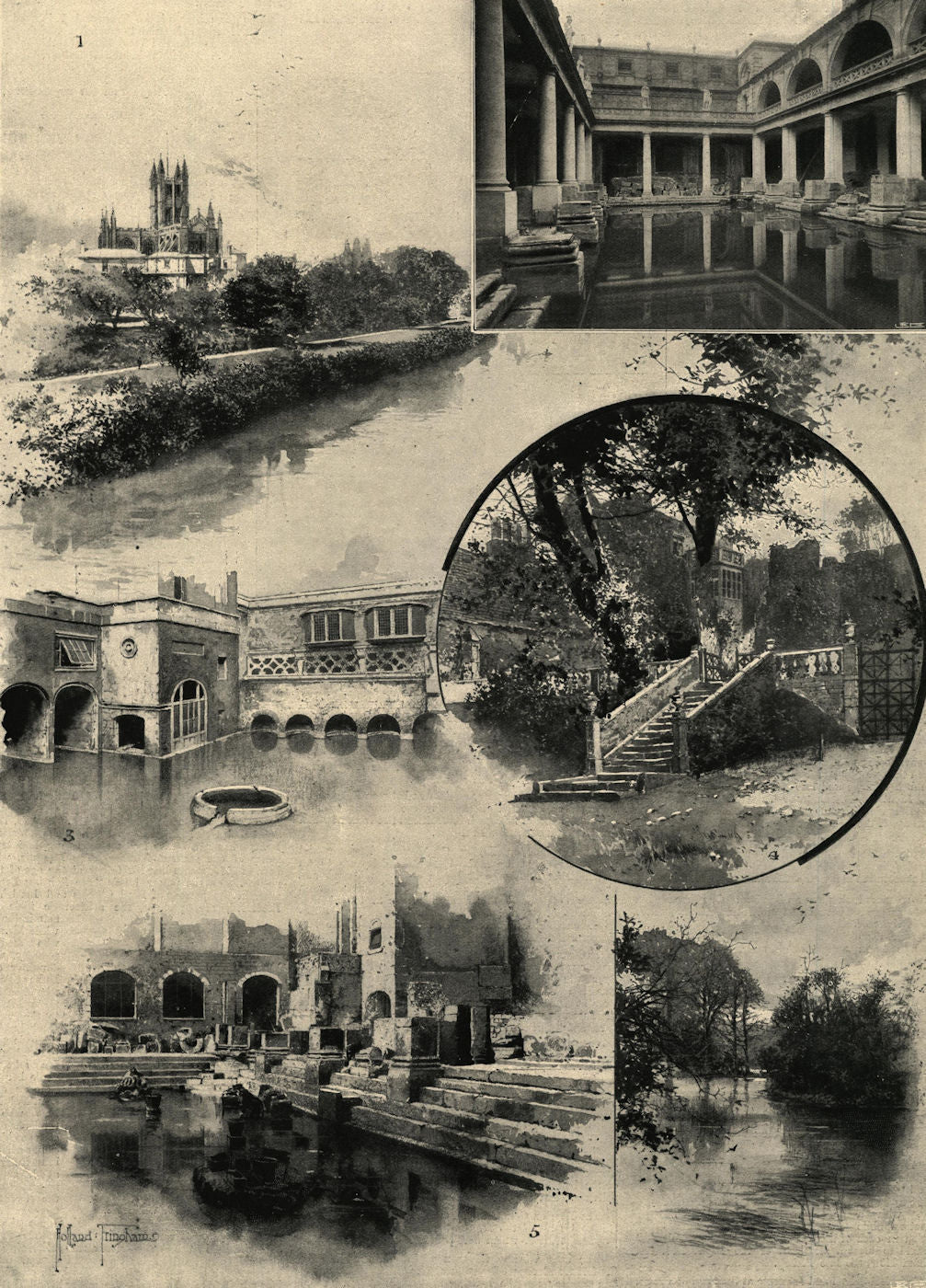 Bath views. Roman bath pre-restoration. King's Bath. St. Catharine's Court 1897